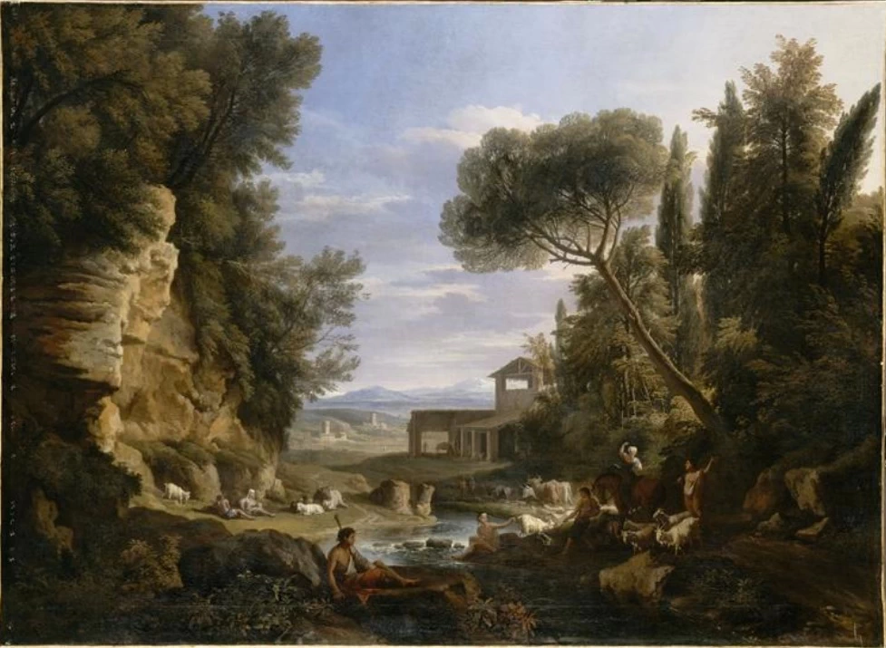Paesaggio con bagnanti